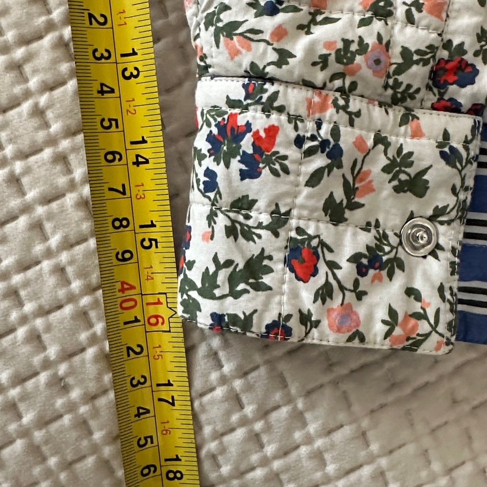Clare V Blue and White Striped  Floral Reversible Casual Jacket - Picture 10 of 10
